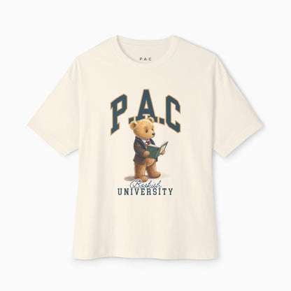 P.A.C BOOKISH UNIVERSITY Premium T-shirt | WHITE/NATURAL