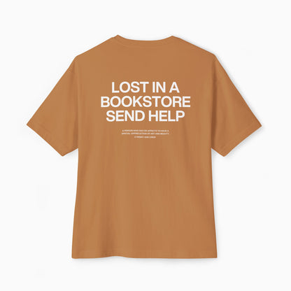 LOST IN A BOOKSTORE Premium T-shirt | BLACK/TOAST