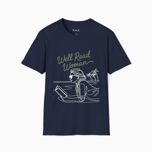 WELL READ WOMAN Ultra Cotton T-shirt | NAVY/FOREST GREEN