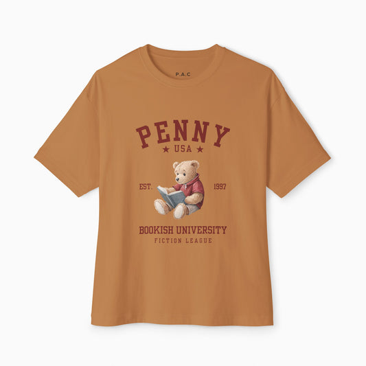 PENNY USA BOOKISH UNIVERSITY Premium T-shirt | TOAST/NATURAL/NAVY