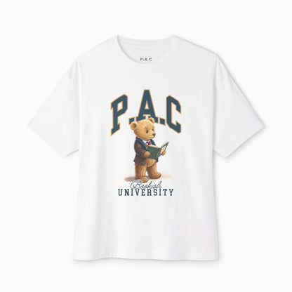 P.A.C BOOKISH UNIVERSITY Premium T-shirt | WHITE/NATURAL