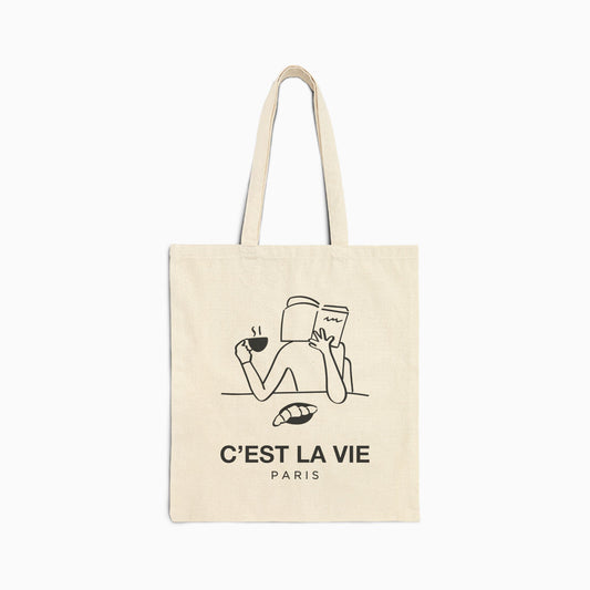 C'EST LA VIE PARIS Canvas Tote | NATURAL