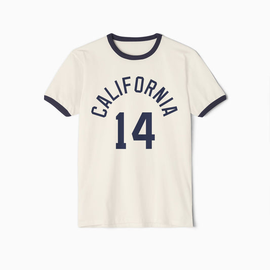 CALIFORNIA 14 Ringer T-Shirt | NATURAL/NAVY