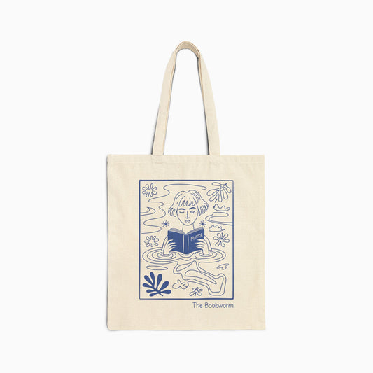 THE BOOKWORM ARTWORK Canvas Tote | NATURAL