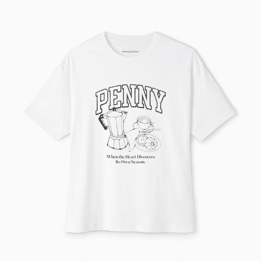 PENNY FRENCH COFFEE Premium Heavyweight T-Shirt | WHITE