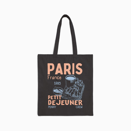 PARIS PETIT DEJEUNER CANVAS TOTE | BLACK