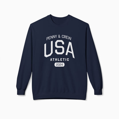 PENNY & CREW USA ATHLETIC Crewneck Sweatshirt | NAVY