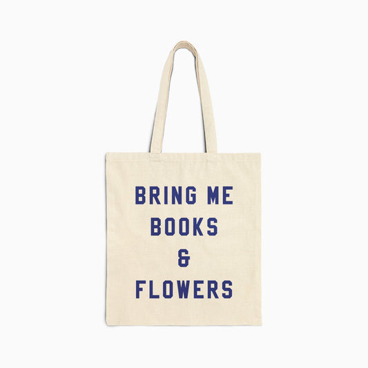 BRING ME BOOKS & FLOWERS CANVAS TOTE | NATURAL