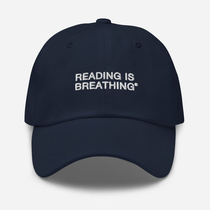 READING IS BREATHING* Dad Hat | NAVY